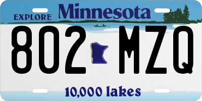 MN license plate 802MZQ