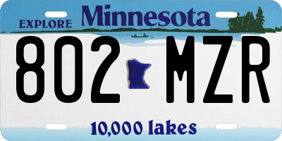 MN license plate 802MZR