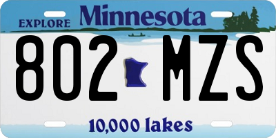 MN license plate 802MZS
