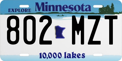 MN license plate 802MZT