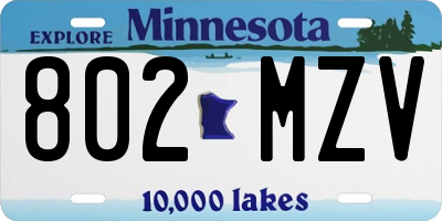 MN license plate 802MZV