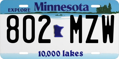 MN license plate 802MZW