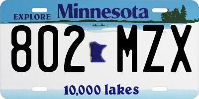 MN license plate 802MZX