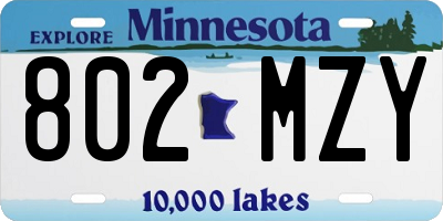 MN license plate 802MZY
