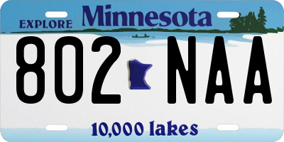 MN license plate 802NAA