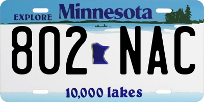 MN license plate 802NAC