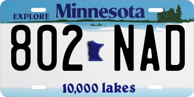 MN license plate 802NAD