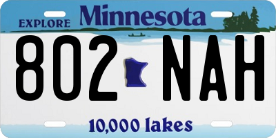 MN license plate 802NAH