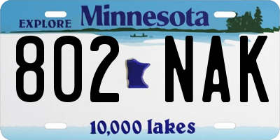MN license plate 802NAK