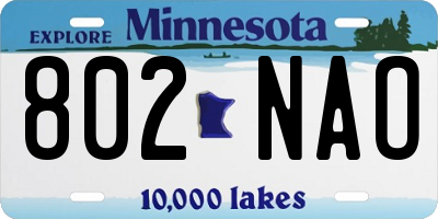 MN license plate 802NAO