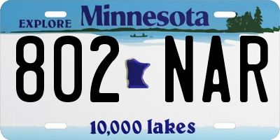 MN license plate 802NAR