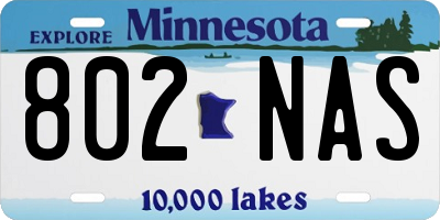 MN license plate 802NAS