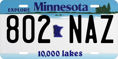MN license plate 802NAZ