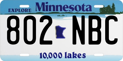 MN license plate 802NBC