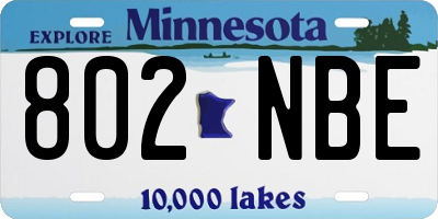 MN license plate 802NBE