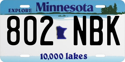 MN license plate 802NBK