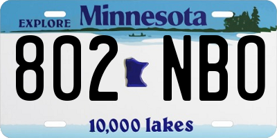 MN license plate 802NBO