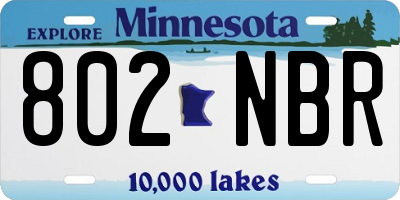 MN license plate 802NBR
