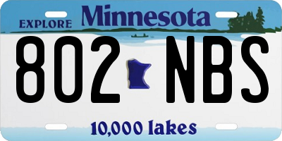 MN license plate 802NBS