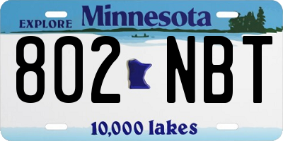 MN license plate 802NBT