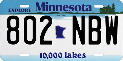 MN license plate 802NBW