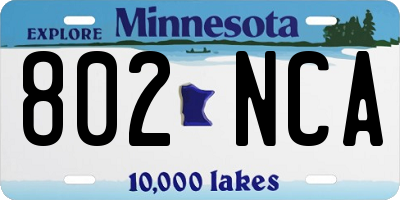 MN license plate 802NCA