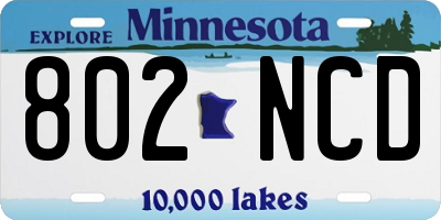 MN license plate 802NCD