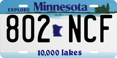 MN license plate 802NCF