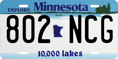 MN license plate 802NCG