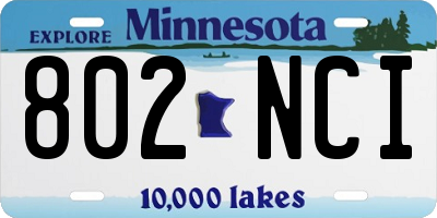 MN license plate 802NCI