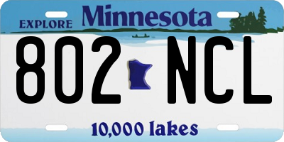 MN license plate 802NCL