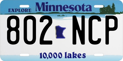 MN license plate 802NCP