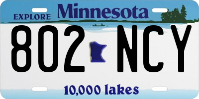 MN license plate 802NCY
