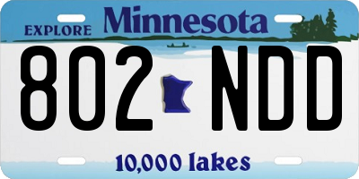 MN license plate 802NDD