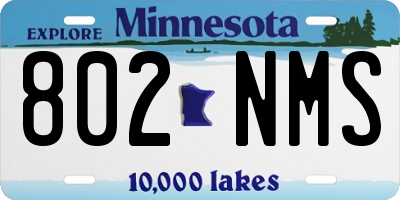 MN license plate 802NMS