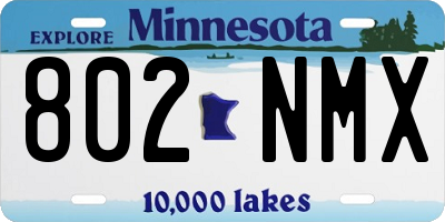MN license plate 802NMX