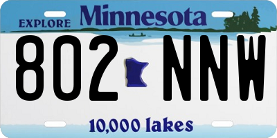 MN license plate 802NNW