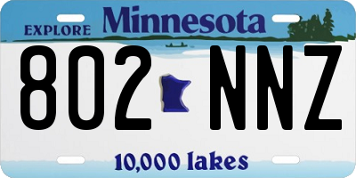 MN license plate 802NNZ