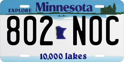 MN license plate 802NOC