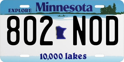 MN license plate 802NOD