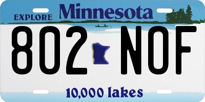 MN license plate 802NOF