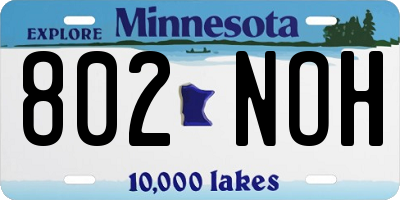 MN license plate 802NOH