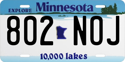 MN license plate 802NOJ