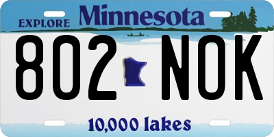 MN license plate 802NOK
