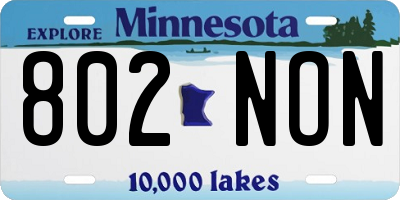MN license plate 802NON