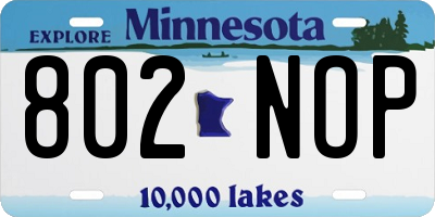 MN license plate 802NOP