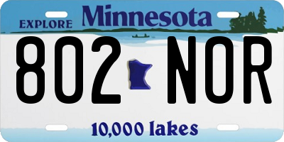 MN license plate 802NOR