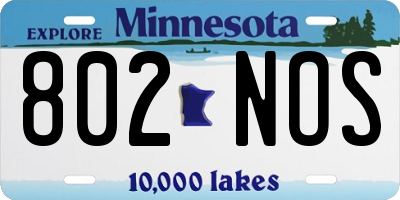 MN license plate 802NOS