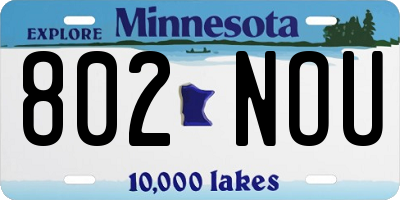 MN license plate 802NOU