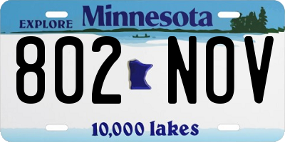MN license plate 802NOV